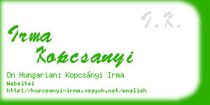 irma kopcsanyi business card
